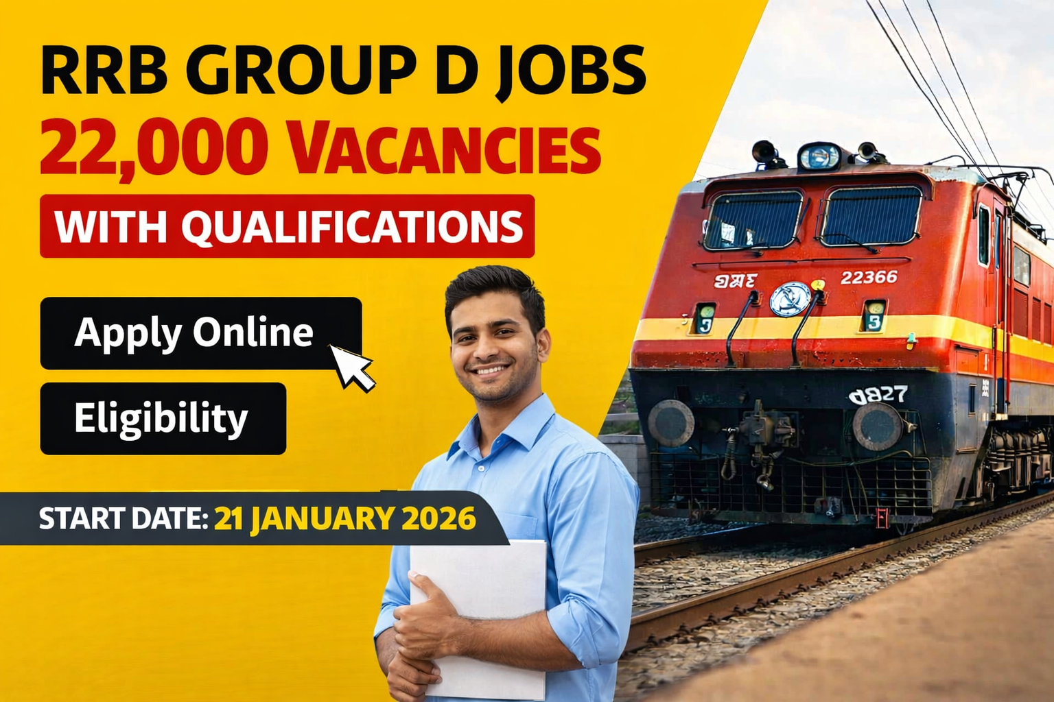 RRB Group D Jobs 2025 notification for 22,000 vacancies with qualifications and start date
